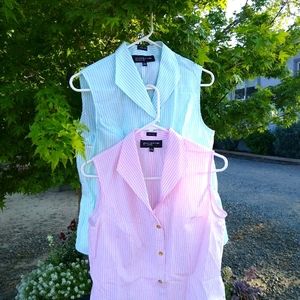 Crisp blue and pink sleeveless tops